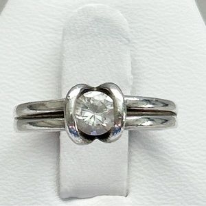 Sparkling Clear Stone Sterling Silver BOMA Ring